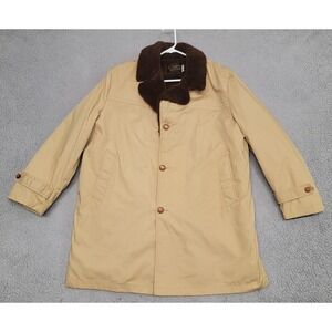 Vintage Tailored‎ Gentleman Coat Mens 46 Faux Fur Sherpa Lined Button Jacket 70s